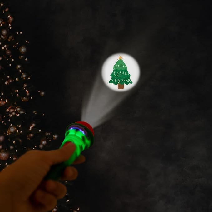 ArtCreativity Microphone Shaped Flashlight Projector for Kids - Christmas Magic Projector Microphone Toy with 24 Different Image Projections - Christmas Themed Toys for Toddler Stocking Stuffers 3+