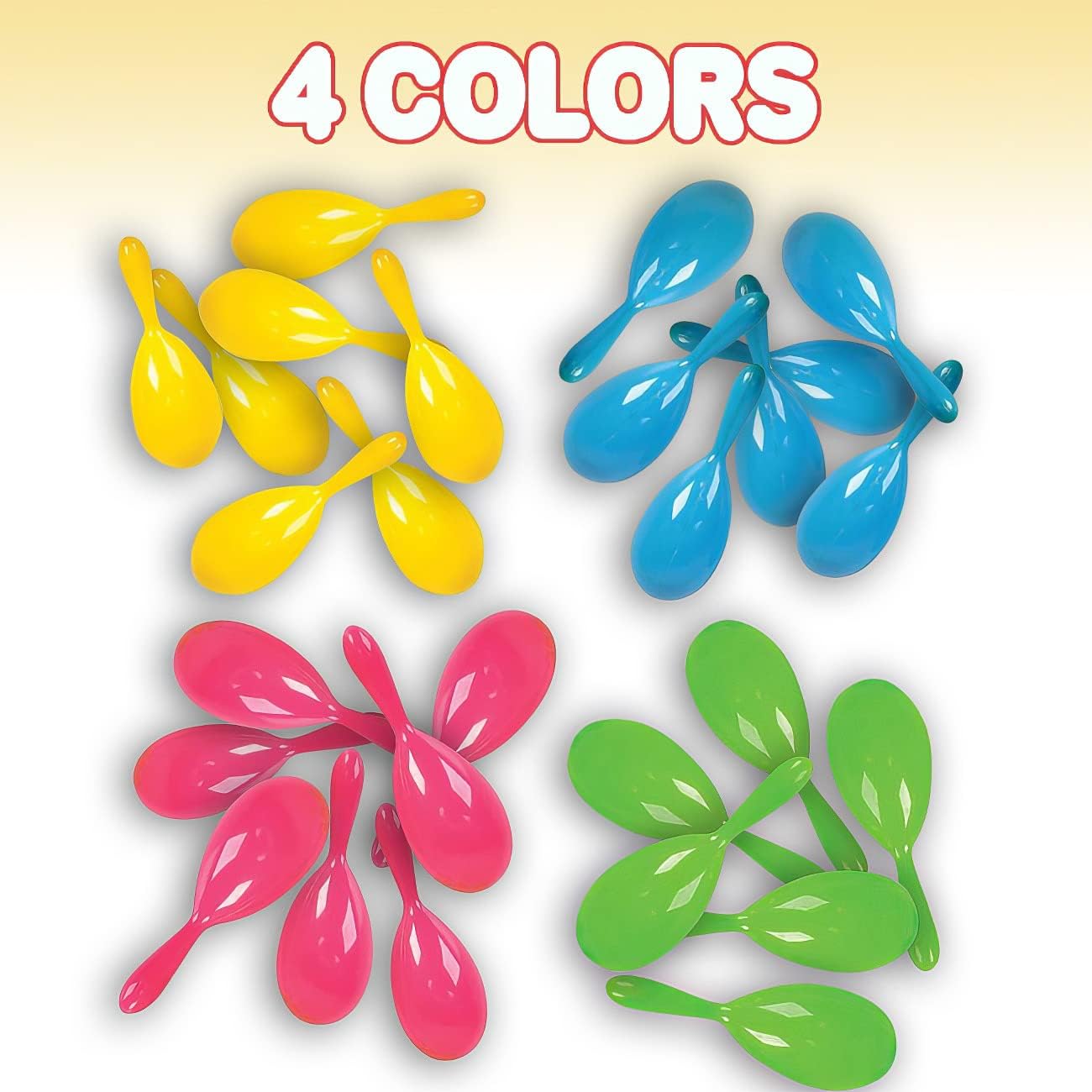 ArtCreativity 4 Inch Plastic Maracas for Kids - 12 Pairs - Neon Music Hand Shakers - Fun Noise Makers and Toy Musical Instruments - Birthday Party Favors, Fiesta Decorations, Goodie Bag Fillers