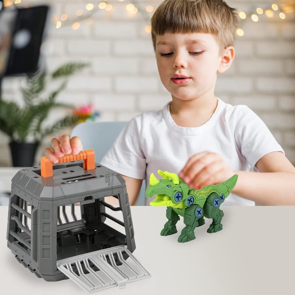 Take Apart Triceratops Dinosaur Toy Kit, Assemblesaurus Dinosaur Toy with Cage & Screwdriver