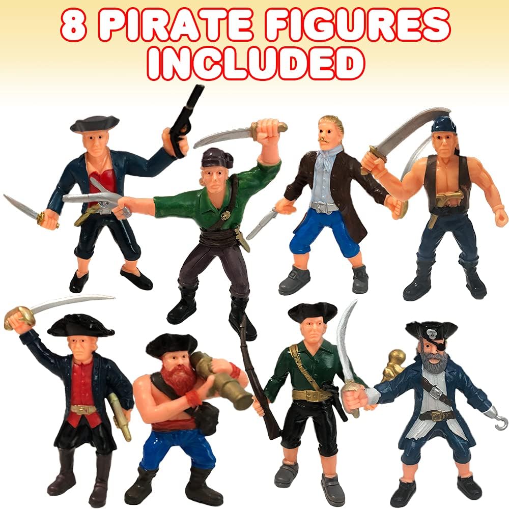 ArtCreativity Pirate Action Figure Playset, Set of 8 Legendary Plastic Figures in Assorted Poses, Cool Pirate Toy Set for Kids, Great Birthday Gift Idea for Boys and Girls