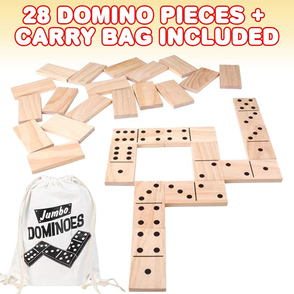 28PC Jumbo Wooden Dominoes Set with Carrying Bag