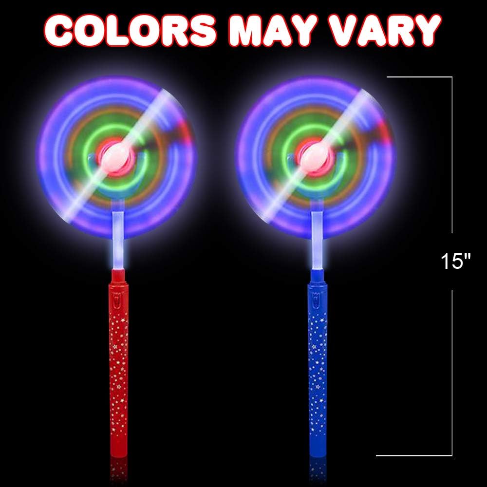 ArtCreativity Light Up Swivel Spinner Wand, 15 Inch LED Spin Toy for Kids with Batteries Included, Great Gift Idea for Boys and Girls, Fun Birthday Party Favor, Carnival Prize - Colors May Vary