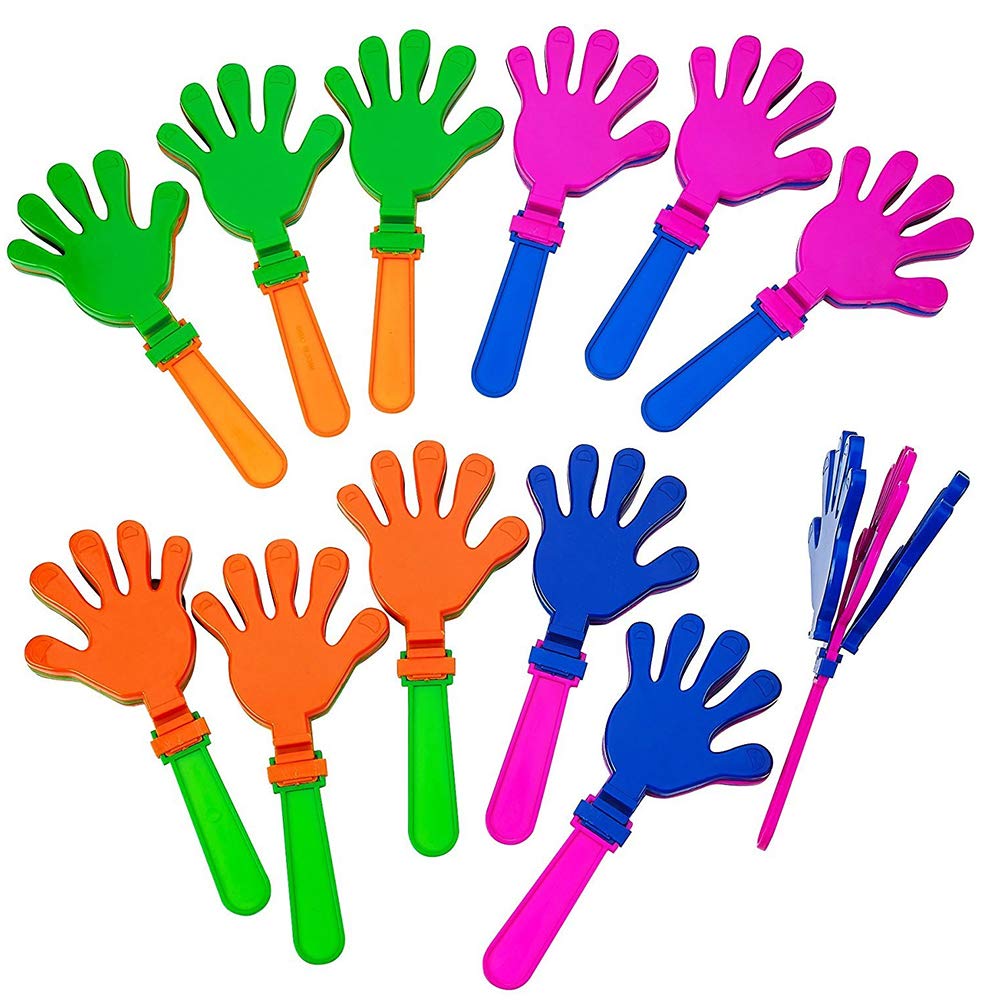 ArtCreativity Hand Clappers Noisemakers - Pack of 12-7.5 Inch Assorted Plastic Noisemakers for Sports, Parties, and Concerts - Great Birthday Party Favors and Goodie Bag Fillers for Boys and Girls