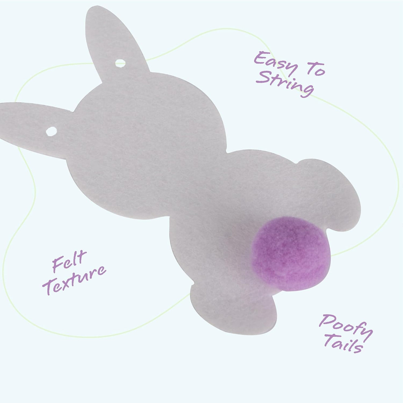 Easter Bunny Garland - Easter Decorations Set with 10 Felt Rabbits, 9 Feet of Ribbon, and Needle for Stringing - Easter Bunny Decorations for the Home - Cute Easter Décor