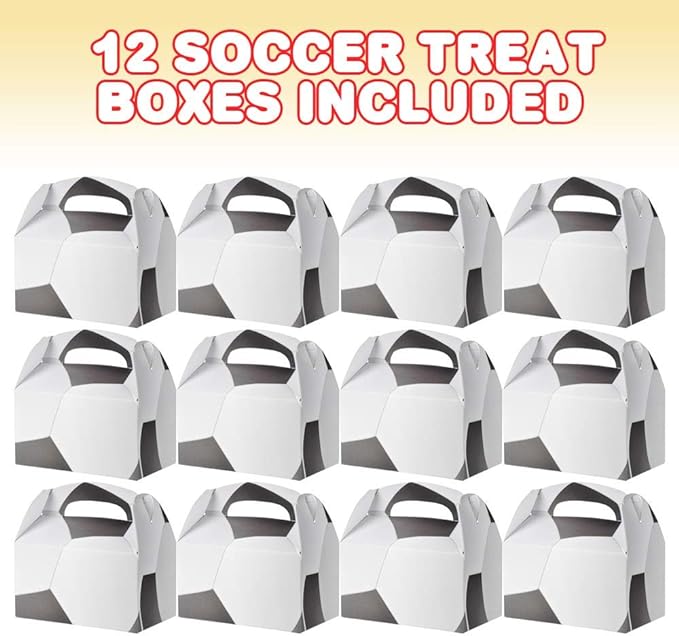 ArtCreativity Soccer Treat Boxes for Candy, Cookies and Sports Themed Party Favors- Pack of 12 Cookie Boxes, Cute Team Favor Cardboard Boxes with Handles for Birthday Party Favors, Holiday Goodies