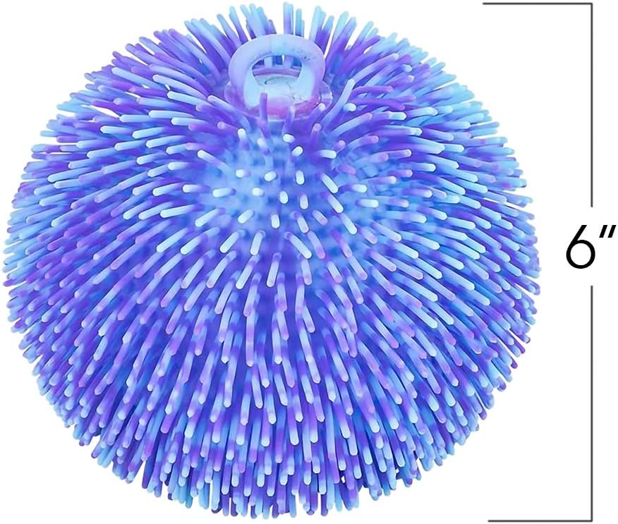 ArtCreativity Tie Dye Puffer Ball with Hanging Loop, Spiky Stress Relief Balls, 6 Inch Squeeze Fidget Toys for Kids, Calming Sensory Balls for Autistic Children, Party Favor