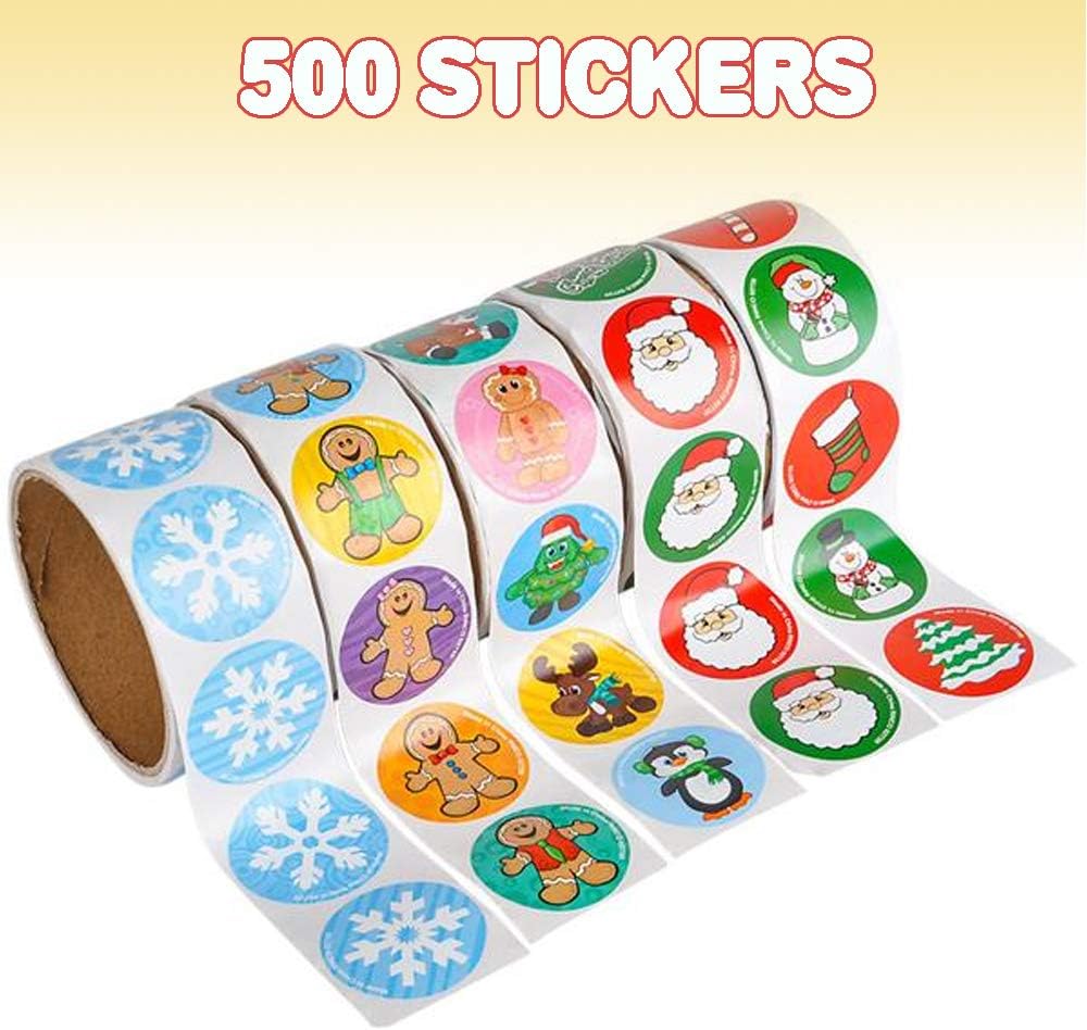 Assorted Christmas Sticker Roll - 500