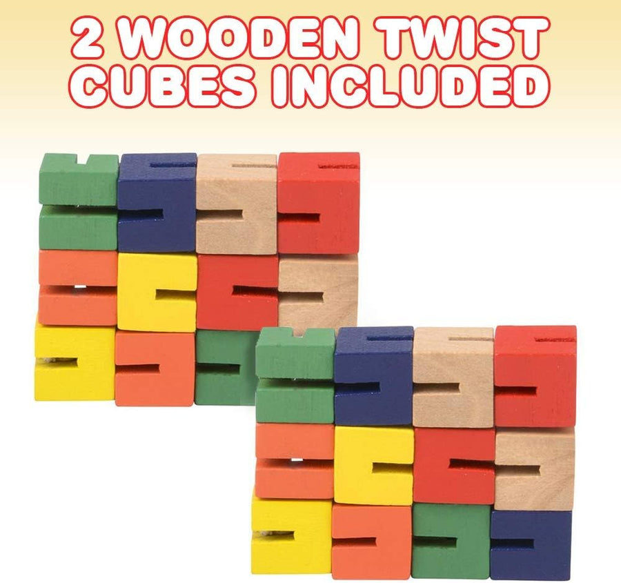 Wooden Twist Cubes, Pack of 2
