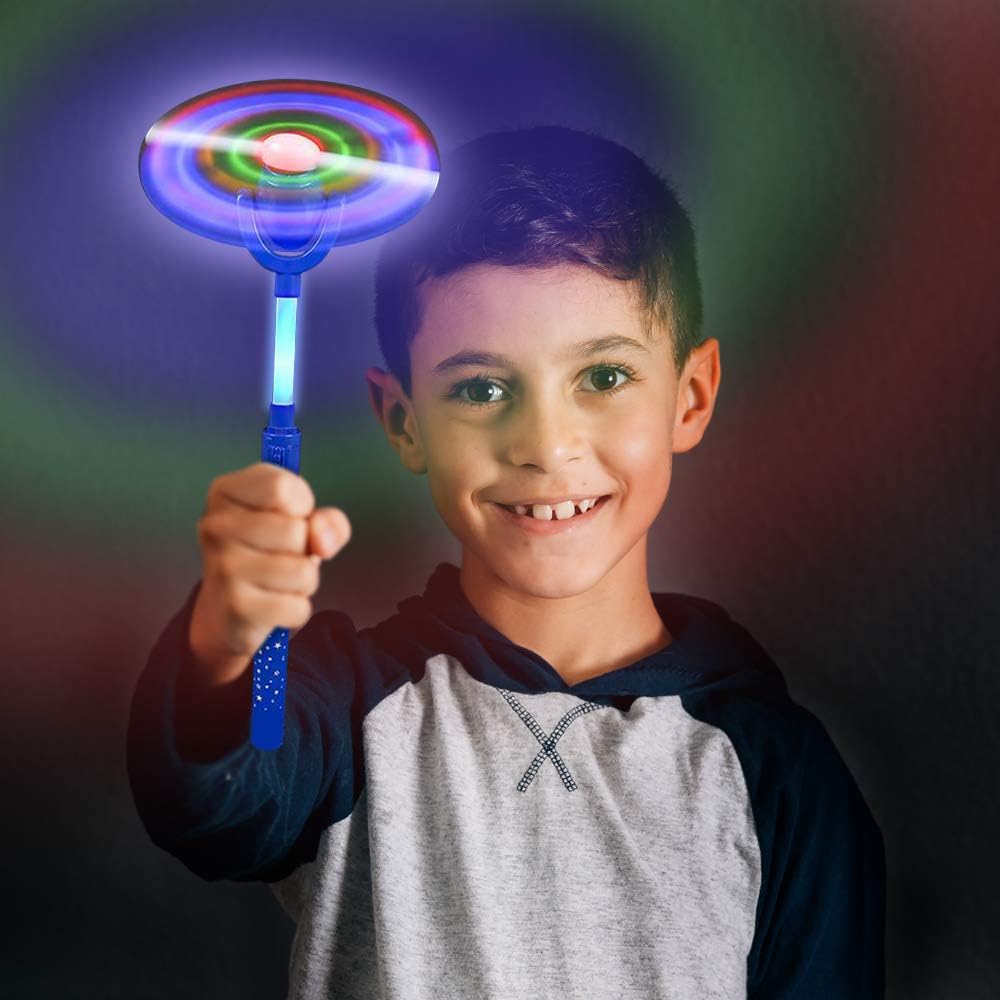 ArtCreativity Light Up Swivel Spinner Wand, 15 Inch LED Spin Toy for Kids with Batteries Included, Great Gift Idea for Boys and Girls, Fun Birthday Party Favor, Carnival Prize - Colors May Vary