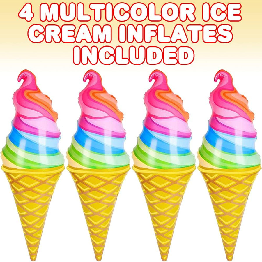 Rainbow Ice Cream Cone Inflates, Set of 4
