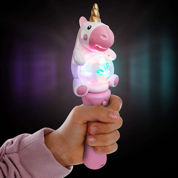 ArtCreativity 9.5 Inch Light Up Unicorn Spinning Wand - Cute Princess Wand with Spinning LEDs - Fun Pretend Play Prop - Batteries Included - Best Birthday Gift for Girls and Boys