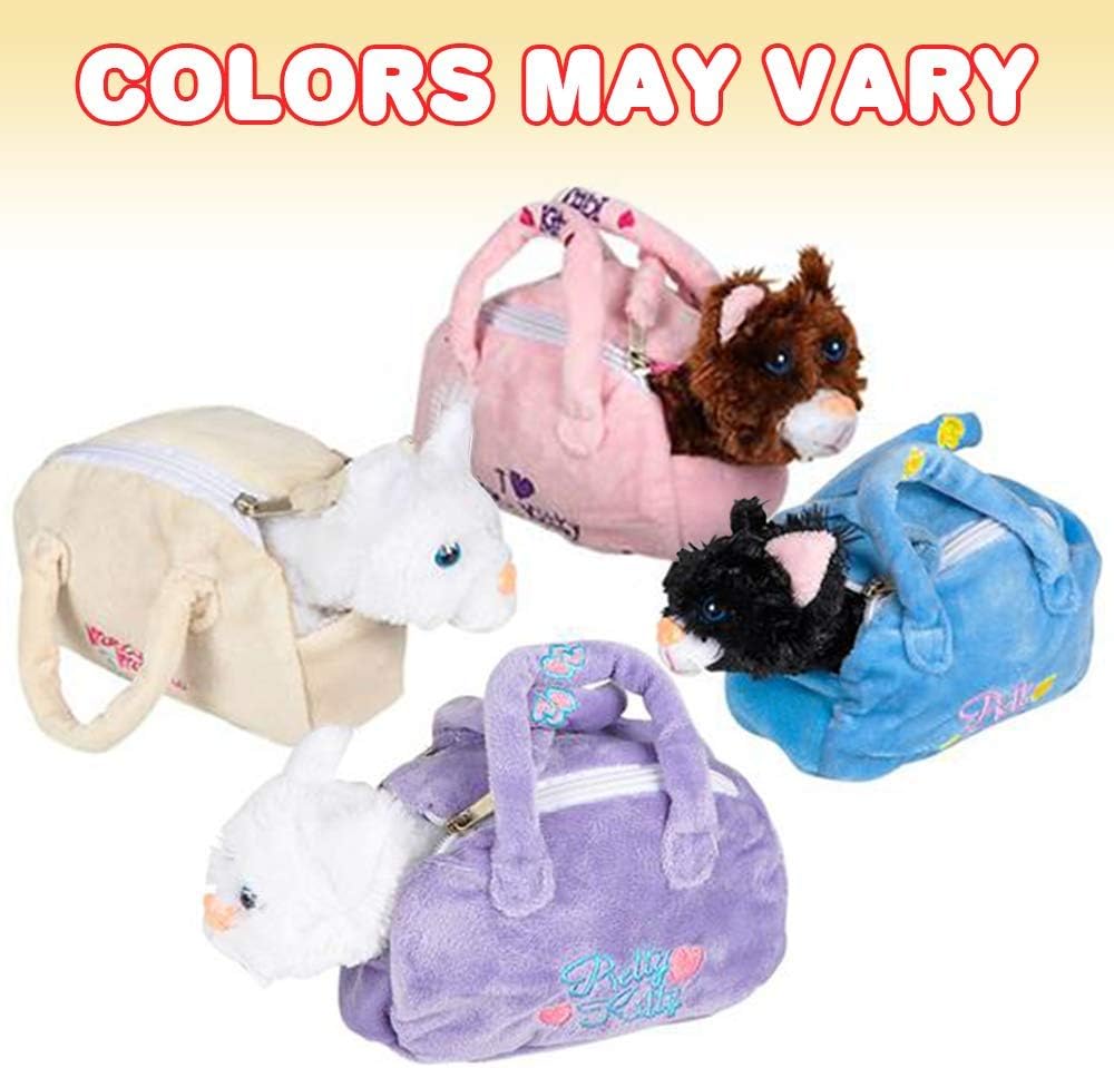 Plush Kitten in Purse Toy for Kids, Pretend Play Kitty Carrier Toy with Cat Stuffed Animal and Cute Bag, Super-Soft Cat Purse, Best Birthday Gift for Girls and Boys