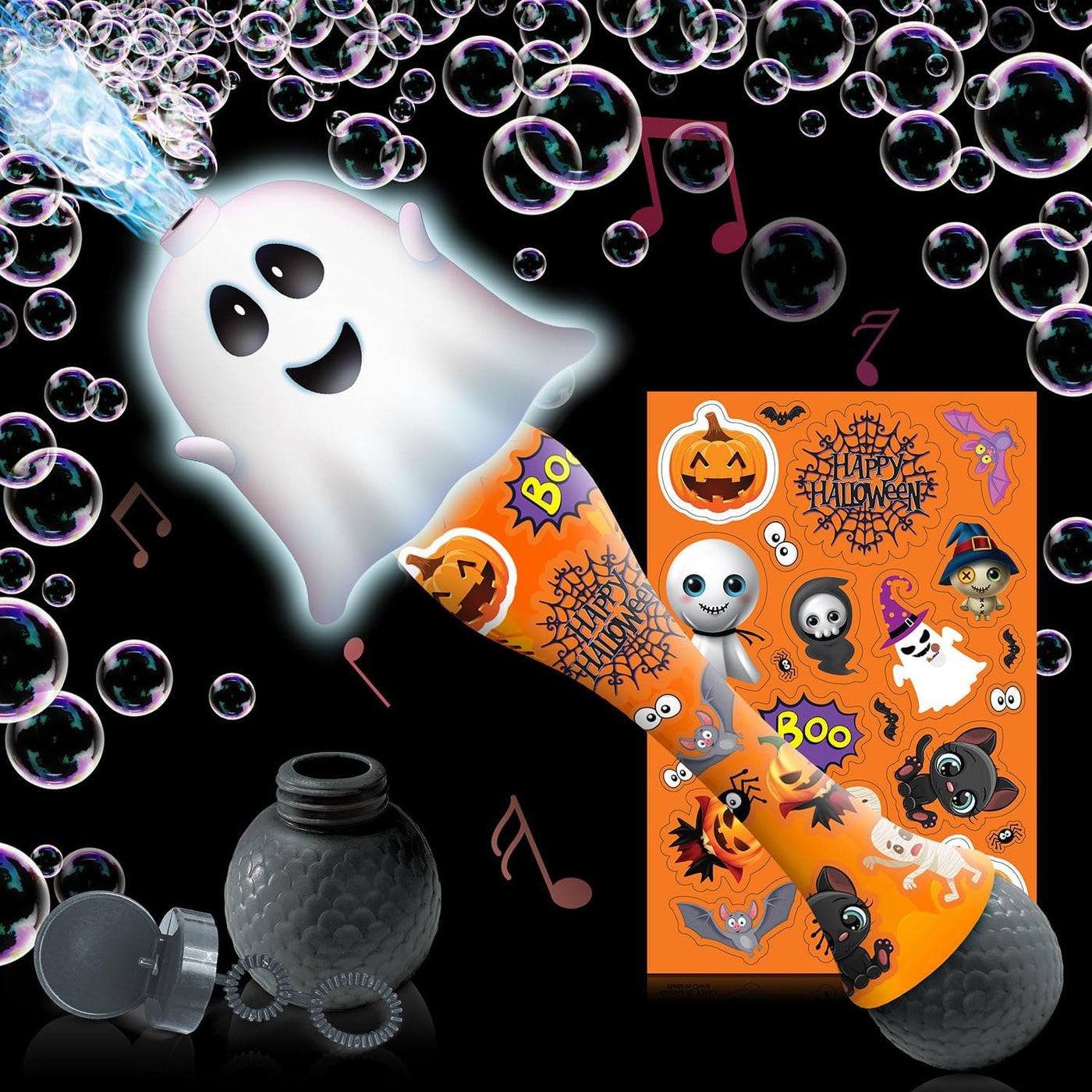 Ghost and Pumpkin Bubble Wand 2 pk.