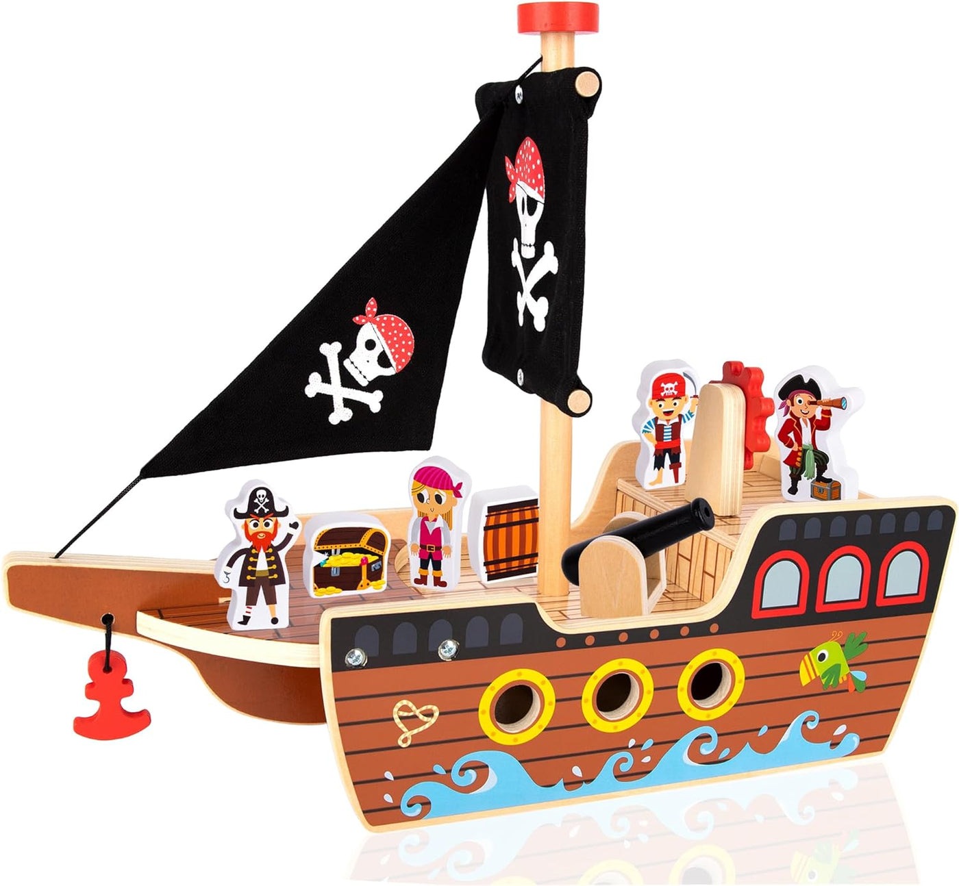 Wooden Pirate Ship Toy Set for Kids