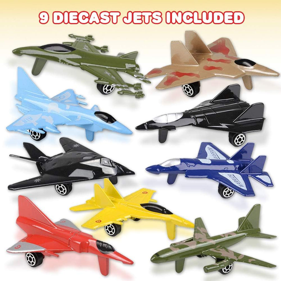 Diecast Jet Toy Playset, Set of 9