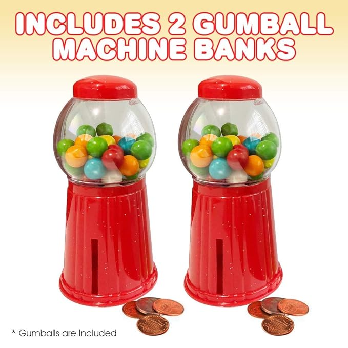 Gumball Machine Bank for Kids, Set of 2