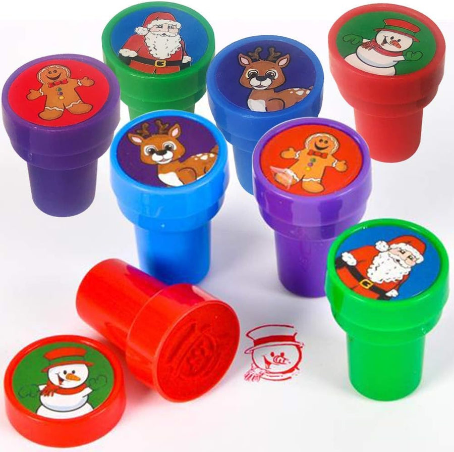 Christmas Stampers for Kids, Pack of 24 Assorted Pre-Inked Holiday Stampers, Best for Christmas Party Favor Supplies, Goodie Bag Fillers, Stocking Stuffers, for Boys and Girls