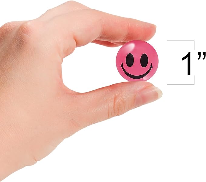 ArtCreativity Pink Glow in The Dark Smile Face Bouncing Balls - Bulk Pack of 36-1 Inch High-Bounce Bouncy Balls for Kids, Glowing Party Favors and Goodie Bag Fillers for Boys and Girls