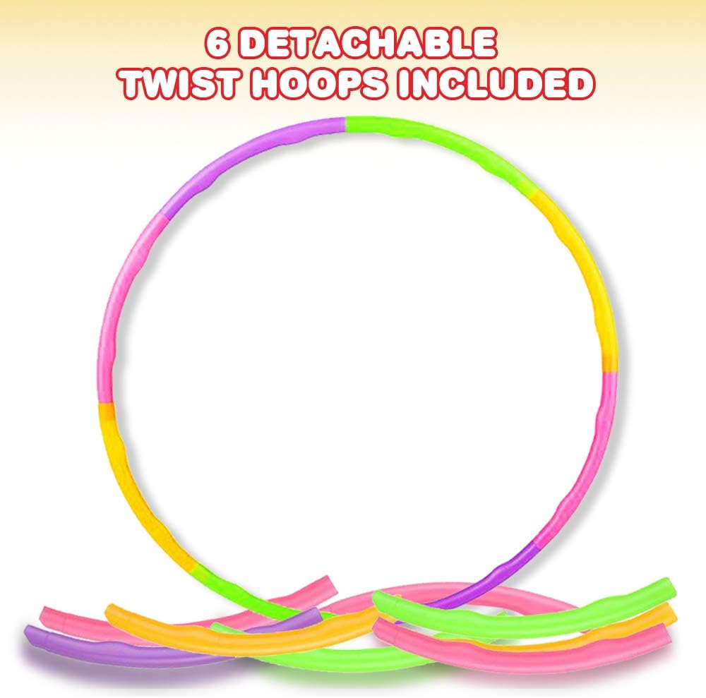 ArtCreativity Hula Hoop for Kids (Pack of 6), Adjustable Size Hoola Hoop Toy for Exercise, 8 Section Detachable Hoola Hoops, Playground Toys for Outdoor Fun, Birthday Party Favors for Boys and Girls