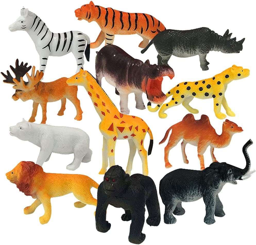 Zoo Animal Figurines Set for Kids, Pack of 12