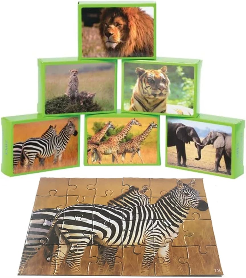 Wild Animal Jigsaw Puzzles, Set of 12