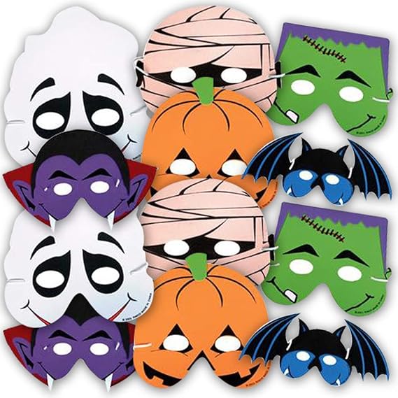 Halloween Foam Face Masks for Kids, Set of 12