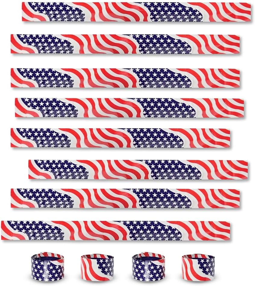 Patriotic Slap Bracelets for Kids, Set of 12