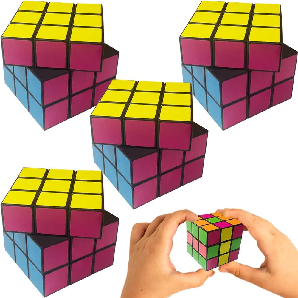 Neon Puzzle Cubes, Set of 4