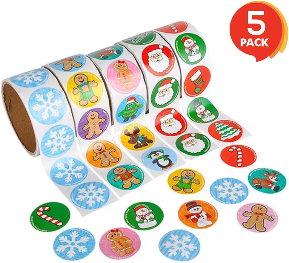 Assorted Christmas Sticker Roll - 500