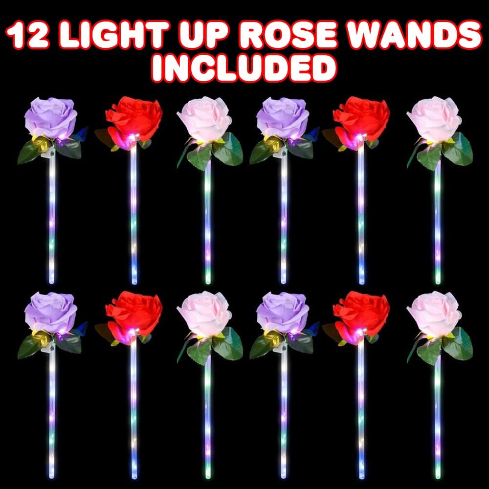 Light Up Rose Wands for Kids, Set of 12