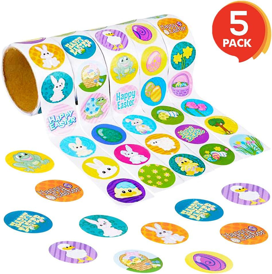 Easter Sticker Roll Assortment - 5 Rolls with 500 Stickers Total