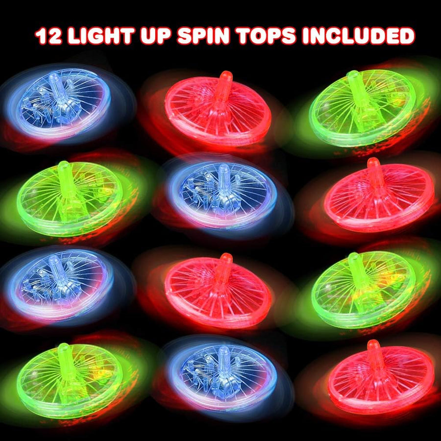 Light Up Spinning Top Toys, Set of 12