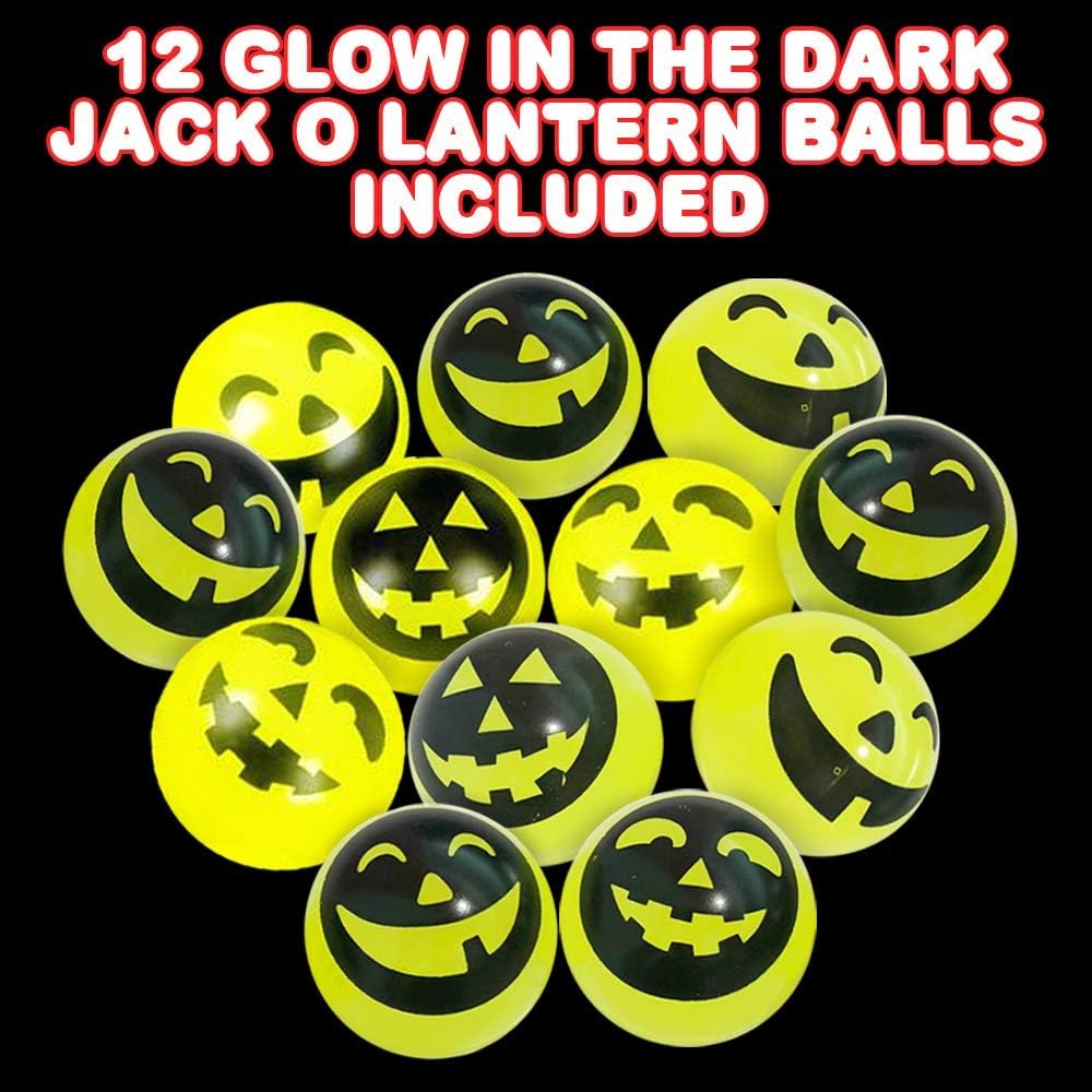 Glow in The Dark Jack-O-Lantern Bouncing Balls, Pack of 12