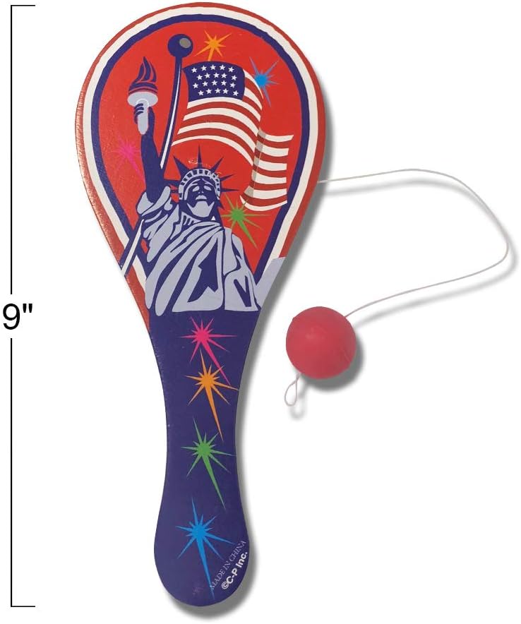 Assorted Patriotic Paddle Balls, Set of 12