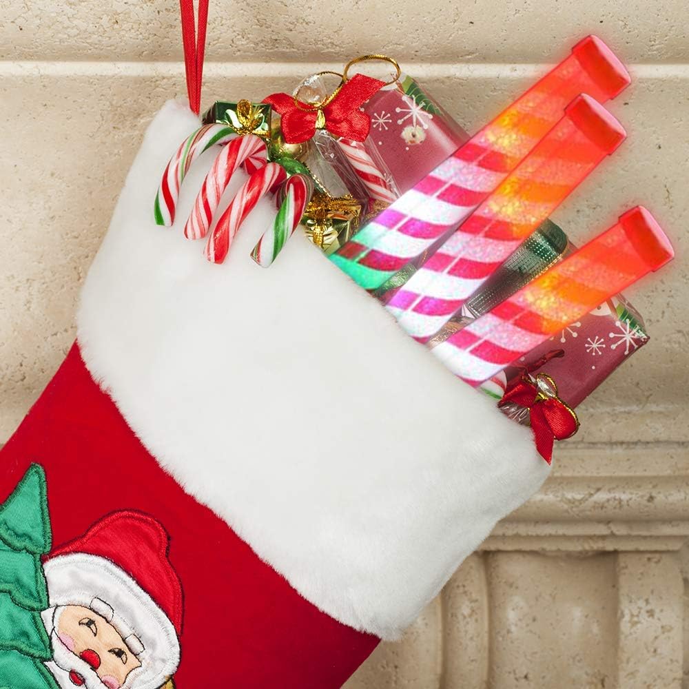Light Up Candy Cane Wands – Set of 2 LED Christmas Light Up Wands for Kids, Fun Candy Cane Glow Sticks with Batteries, Festive or Stocking Stuffer for Boys and Girls
