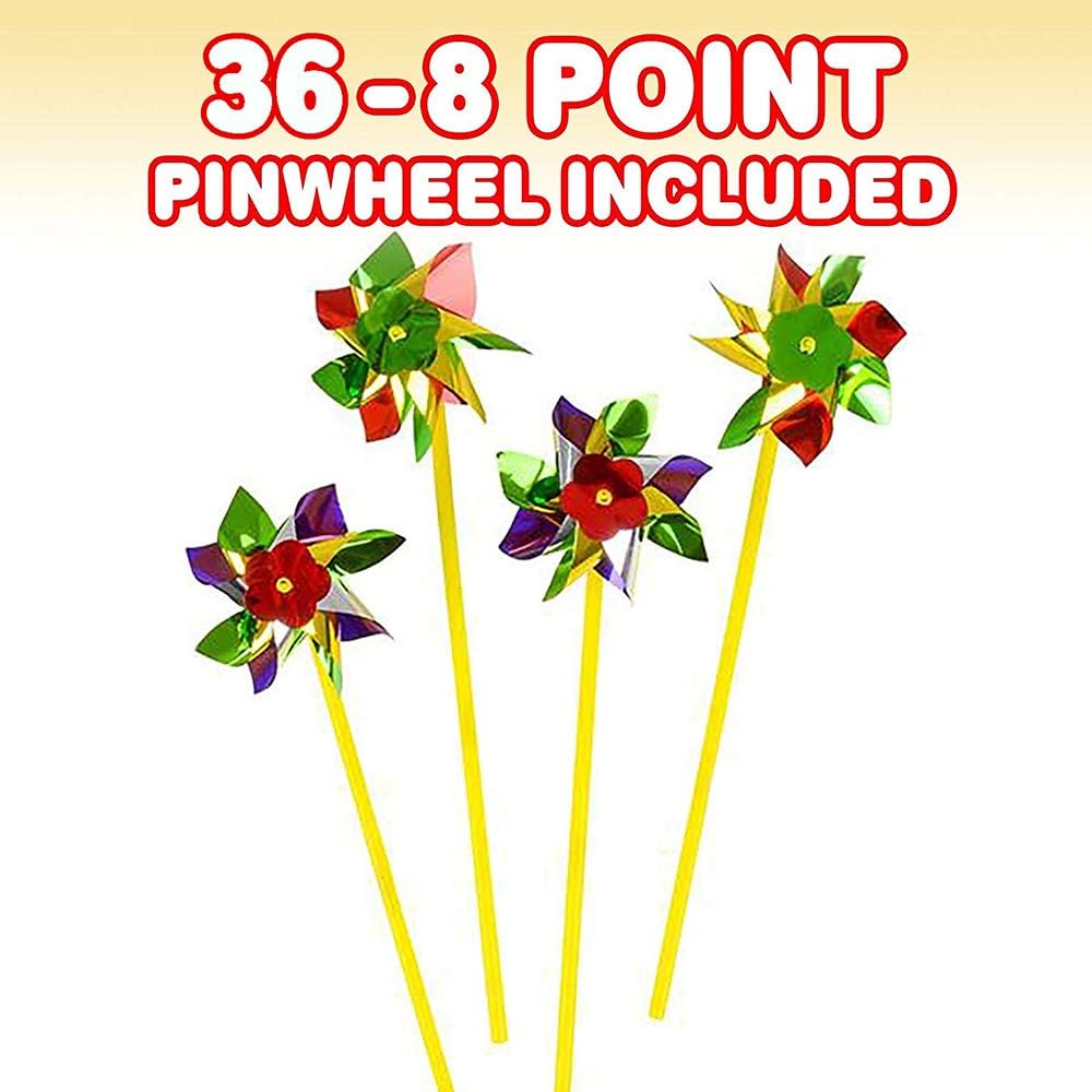 ArtCreativity Rainbow Pinwheels - Pack of 36 - Assorted Colors Wind Spinners, Yard - Garden Windmills, Whirl Pinwheels for Party Favors and Outdoor Lawn Decorations