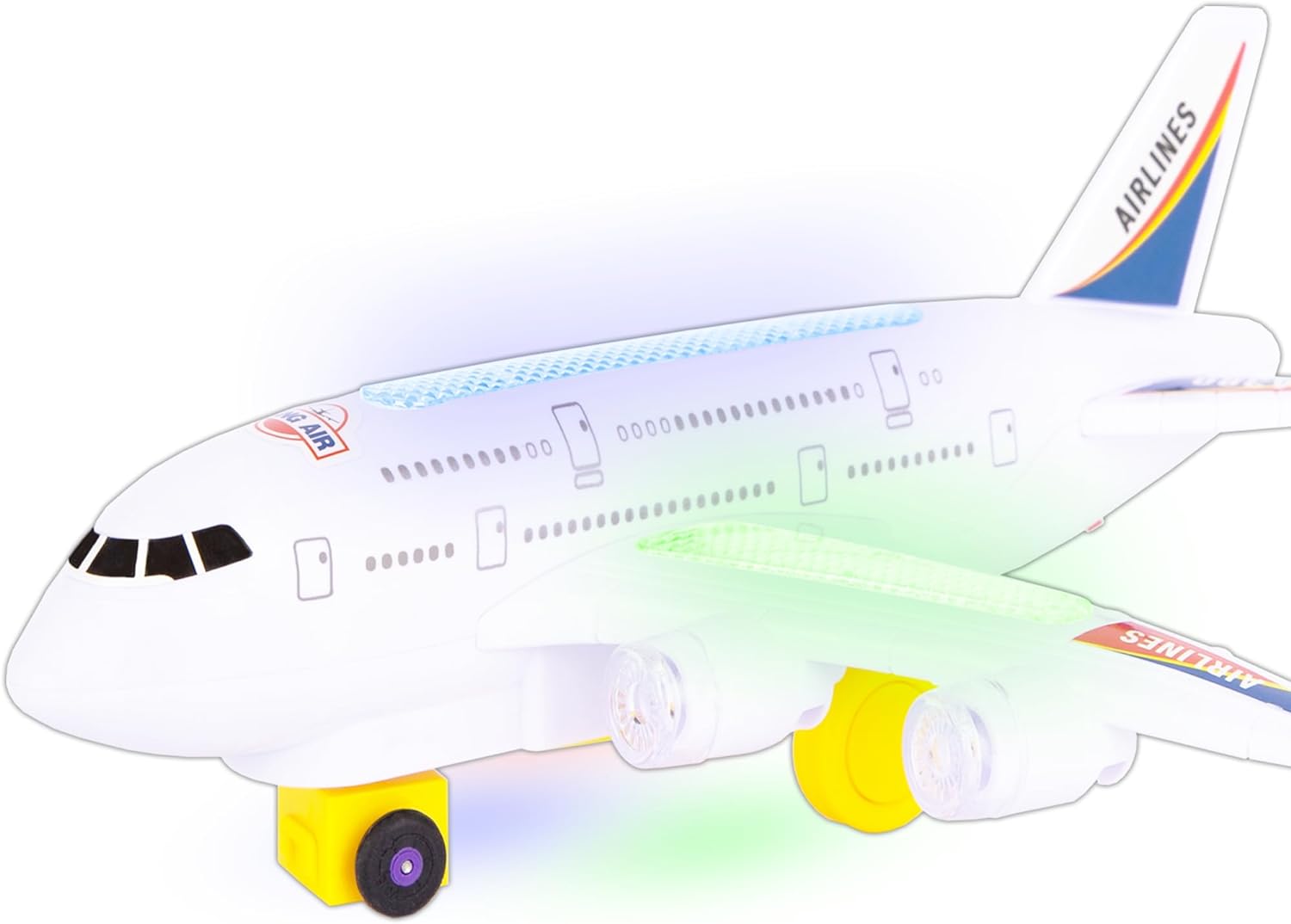 ArtCreativity Light Up Airplane Toy - Kids Airplane Toy with Takeoff Sounds, LED Lights, and Moving Wheels - Bump and Go Airplane Toy for Kids Ages 4-8 - Birthday Gift for Boys and Girls