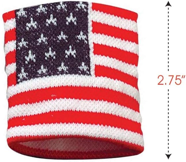 American Flag Wrist Sweatbands, Set of 2