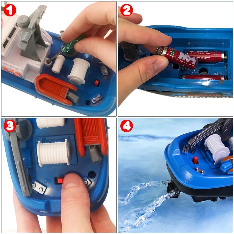 Aquatic Rescue Vessel, Battery-Operated Toy Ship for Kids, Floats in Water, Floating Bathtub and Pool Toy for Boys and Girls, Great Birthday Gift for Children