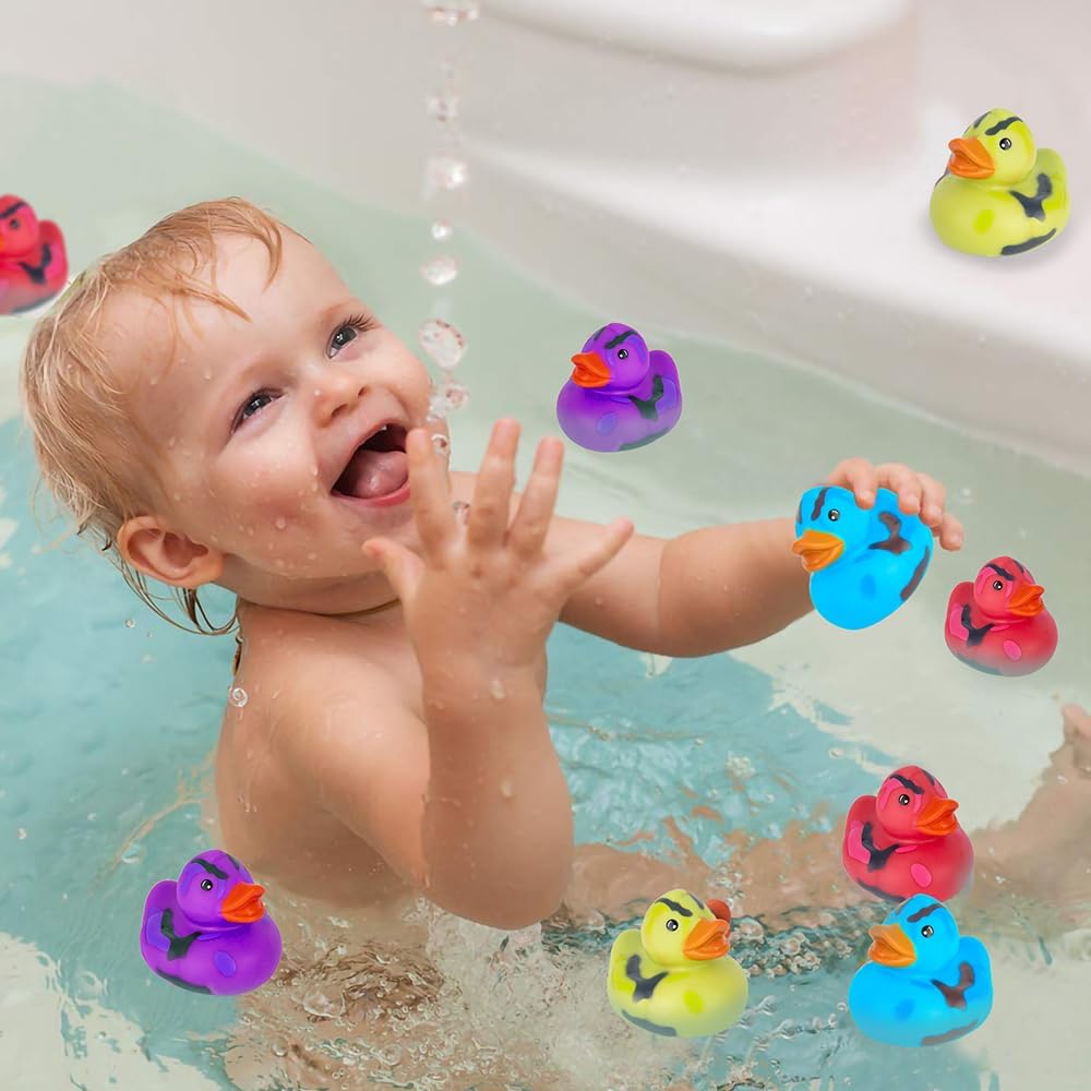 ArtCreativity 2 Inch Camouflage Rubber Duckies, Pack of 12, Cute Duck Bath Tub Pool Toys in Assorted Colors, Ideal for Camo-Themed Parties, Fun Decorations, Carnival Supplies, Party Favor, Small Prize