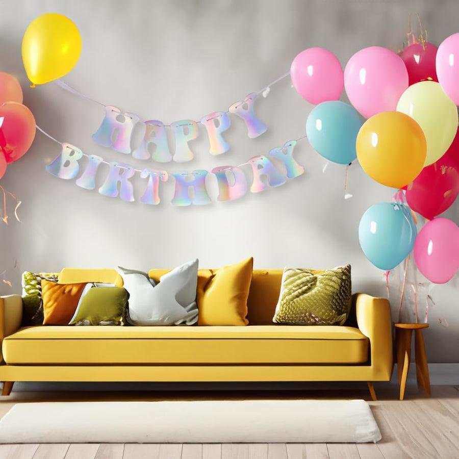 Iridescent Happy Birthday Banner