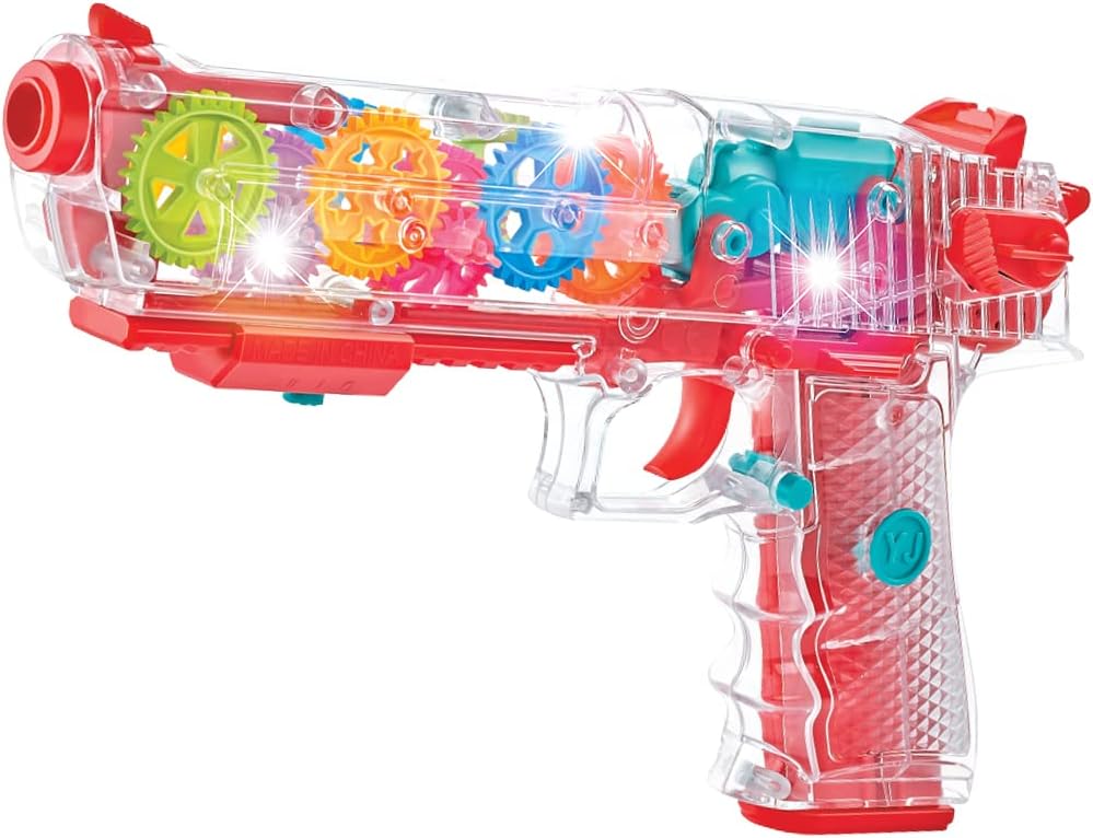 ArtCreativity Light Up Gear Toy Gun for Kids, Toy Guns For Boys With Moving Gears, LED Effects, and Music, Batteries Included, Interactive LED Toy Guns for Kids, Great Gift Idea Light Up Toys For Kids