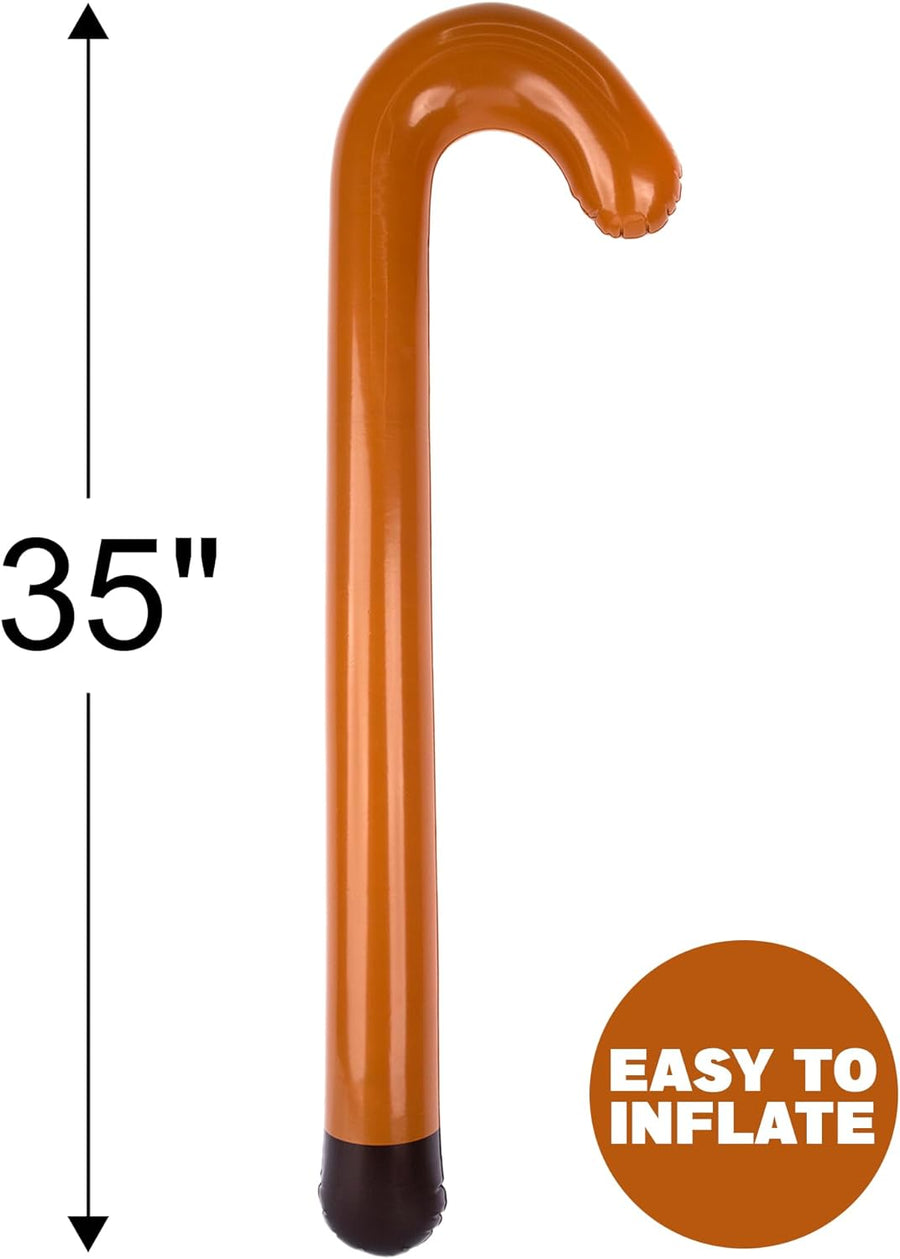 ArtCreativity Large Inflatable Cane Prop - Set of 2, 35 Inches, Brown & Black Inflatable Kids Toy Canes, Over The Hill Party Decorations and Supplies, 100 Days of School Costume Props