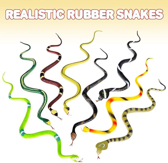 ArtCreativity Realistic Rainforest Rubber Snake Toys - Pack of 12-14 Inches Long - Real Look Scales - Reptile Birthday Party Favors, Fake Prank Halloween Prop, Gift Idea for Boys and Girls