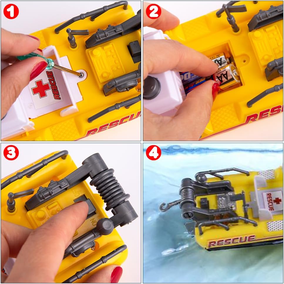 Aquatic Rescue Vessel, Battery-Operated Toy Ship for Kids, Floats in Water, Floating Bathtub and Pool Toy for Boys and Girls, Great Birthday Gift for Children