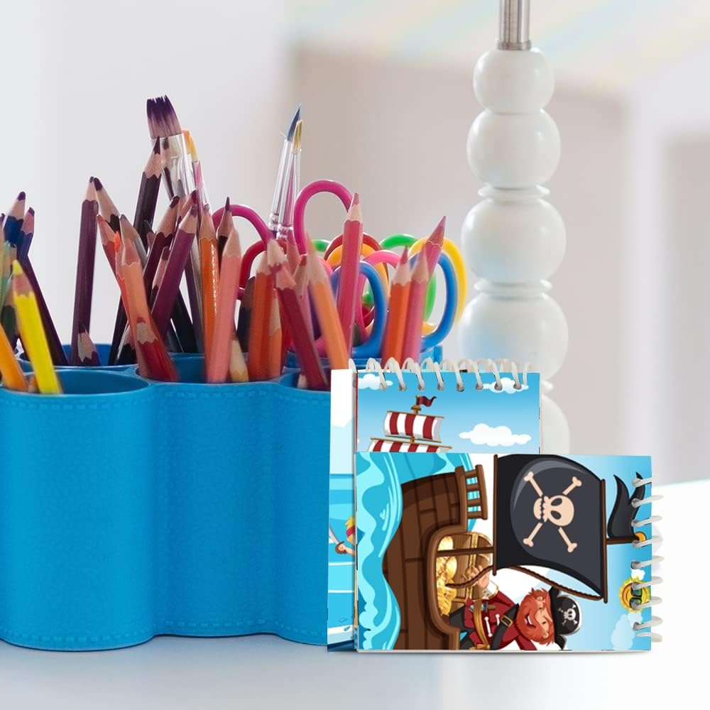 ArtCreativity Mini Pirate Notebooks, Pack of 16, Small Spiral Notepads with Colorful Covers, Cute Stationery Supplies for School and Office, Fun Birthday Party Favors, Goodie Bag Fillers for Kids