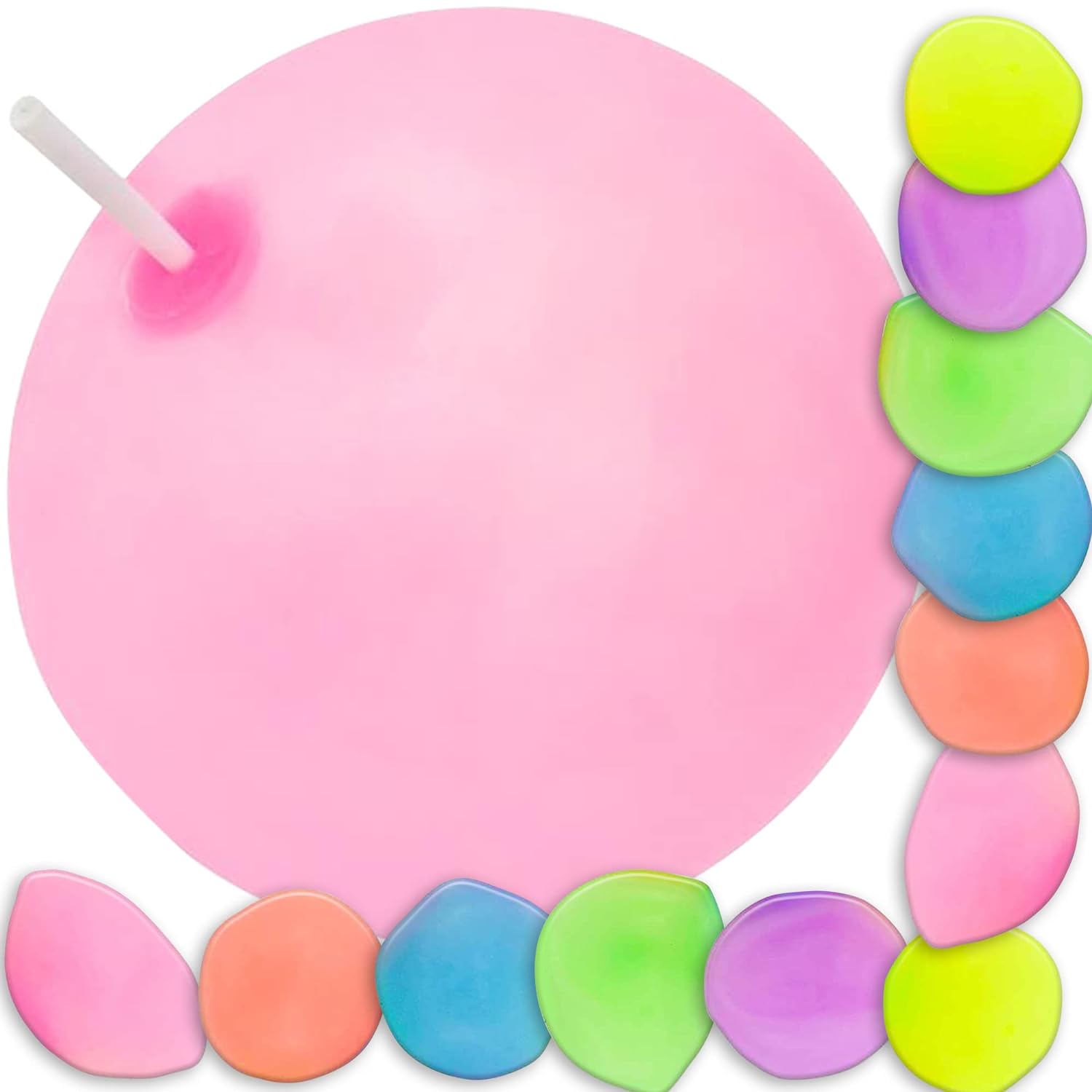 ArtCreativity Jelly Balloon Ball Set - 12 Piece - Fun Balloon Balls That Bounce and Stretch - Punch Balloons - Inflation Nozzles Included - Party Favor for Kids, Gift Idea for Boys, Girls - 6 Colors