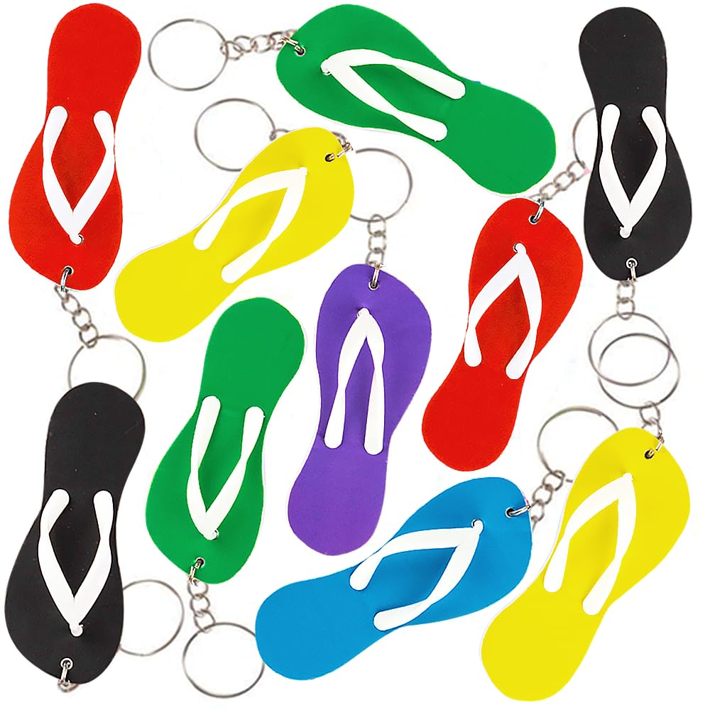 ArtCreativity Flip Flop Keychains, Set of 36, Fun Key Chains for Backpack, Purse, Luggage, Great Giveaways for Birthday, Luau, Beach, and Pool Parties, Cool Goody Bag Fillers & Small Prizes for Kids