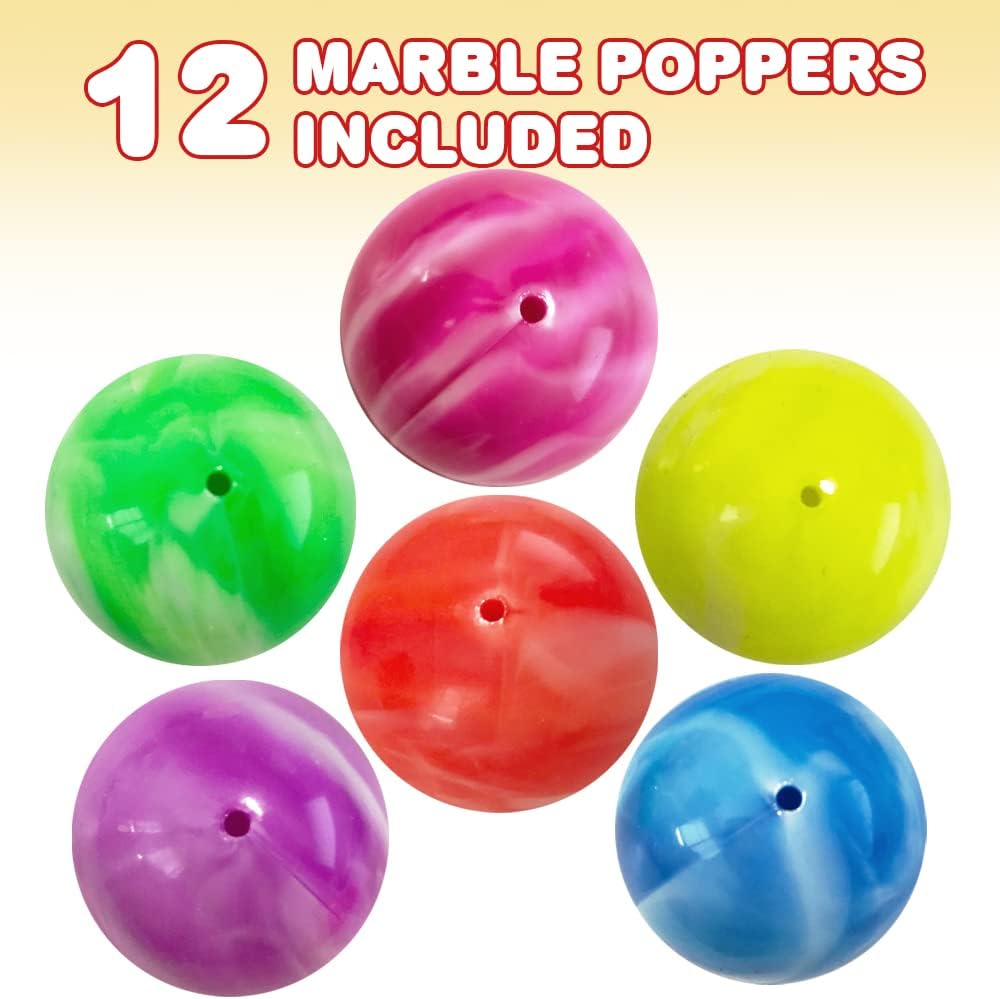 ArtCreativity Marble Rubber Poppers for Kids, Pack of 12, Pop-Up Half Ball Toys with Marbled Designs, Old School Retro 90s Toys, Birthday Party Favors and Treat Bag Fillers, Fun Assorted Colors