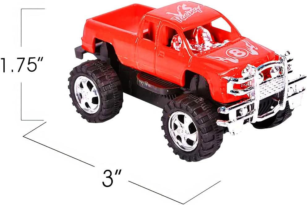 ArtCreativity 3 Inch Pull Back Mini Pickup Trucks for Kids, Set of 12, Pullback Racers in Assorted Colors, Birthday Party Favors for Boys & Girls, Goodie Bag Fillers, Small Carnival Prize